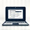 Blog Management Icon - Laptop with blog interface